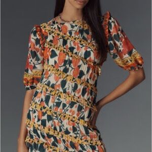Farm Rio Floral Ruffle Dress with Yellow Accents